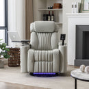 270° Power Swivel Recliner Home Theater Chair With Hidden Arm Storage, LED Light, Cup Holder, And Tray Table by HouseOfZazla