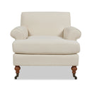 Alana 38' Lawson Accent Arm Chair Metal Casters, Light Beige Linen
