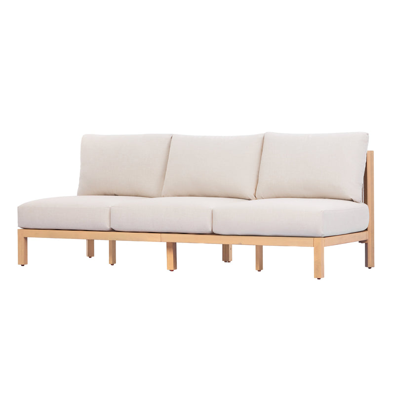 73.23" Outdoor Acacia Wood Frame Rope-Braided Backrest Three-Seater Sofa, photo 4 of 10