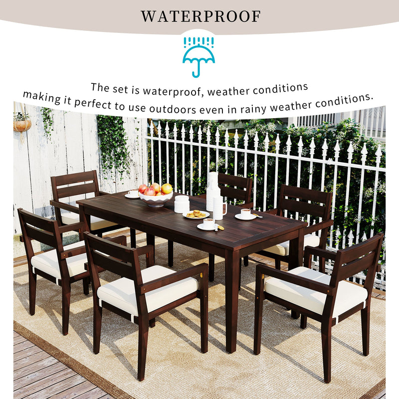 Acacia Wood Outdoor Dining Table And Chairs Suitable For Patio, Balcony Or Backyard