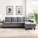 Modern Sectional Sofa Set with L Shape Chaise Lounge and Storage in Grey Velvet Fabric