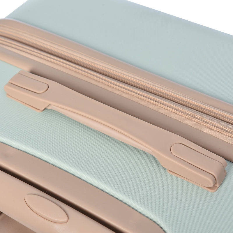 20-Inch Carry-On Luggage with Expandable Travel Bag Set, ABS Hard Shell Two-piece suitcase set, grey green