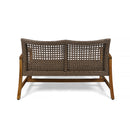 Hampton Outdoor Acacia Wood Wicker Loveseat