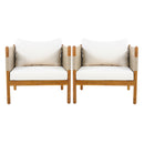 Outdoor Club Chairs (Set of 2) with Diamond-Pattern Beige Rope, Teak Finish