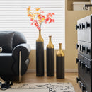 Elegant Floor Vase Set Metal Decorative Vases 3 Piece Set For Floral Display, Wedding & Gift Decor - Gold / Black by HouseOfZazla