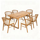 7 Pieces Acacia Wood Outdoor Dining Set with Cream Cushions by HouseOfZazla