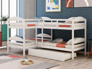 Twin L-Shaped Bunk Bed With Trundle - White by HouseOfZazla