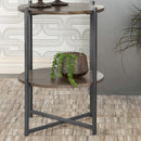 Accent Table With X-Frame And Bottom Shelf - Brown by HouseOfZazla