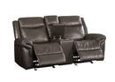 Lydia - Leather Aire Motion Loveseat With USB Console - Brown by HouseOfZazla