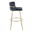 Cinch - Glam / Art Deco Fixed Height Barstool With Swivel With Round Footrest (Set of 2) by HouseOfZazla