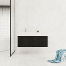 Contemporary 48" Wall Mounted Bathroom Vanity With Resin Sink And Soft Closing Doors And Line - Black Chestnut by HouseOfZazla
