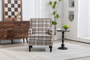 Upholstered Accent Chair with Brown Linen Fabric and Nailhead Trim by HouseOfZazla