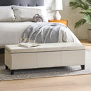 Upholstered PU Leather Storage Ottoman with Solid Wooden Legs by HouseOfZazla