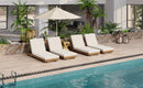 Outdoor Chaise Lounge Chair with 6-Position Adjustable Backrest,Acacia solid wood,TEAK COLOR