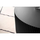 Sleek and Modern Round Coffee Table with Eye-Catching Relief Design, Black