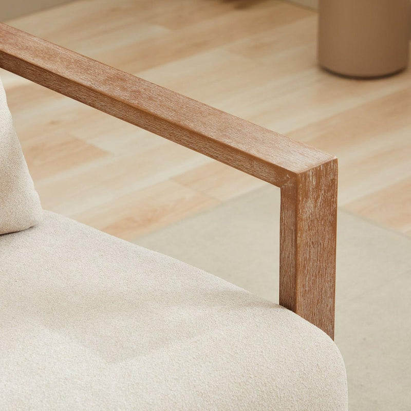 30.3"W Swivel Modern Upholstered Accent Chair with Solid Wood Armrests and 360 Degree Comfy Lounge Reading Chair, Side Armchair for Hotel, Bedroom, Living Room, Office, and Nursery Room. Beige