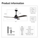 52" Solid Wood Blades Ceiling Fan with Lights Remote Control, Quiet DC Motor by HouseOfZazla