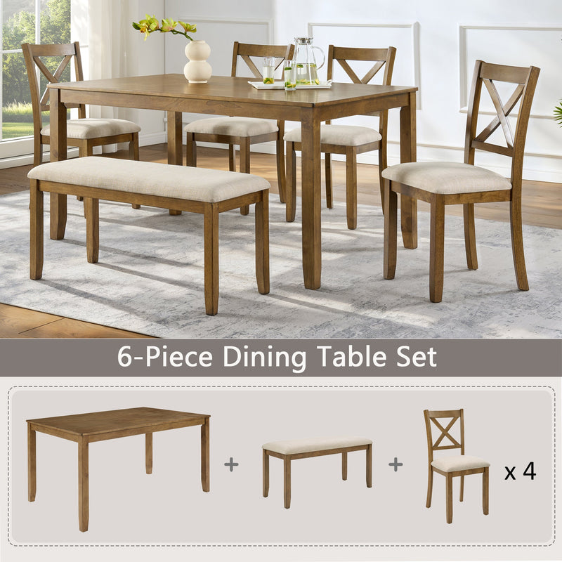 Oak Finish 6-Piece Dining Table Set, photo 8 of 10