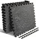 0.6 Inch Thick Gym Floor Mats, 6 Tiles Rubber Top with EVA Foam