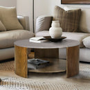 Keegan - Round Coffee Table With Shelf - Oak by HouseOfZazla