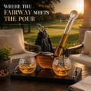 Golf Club Whiskey Decanter and 2 Liquor Glasses - 29 OZ Decanter & 15 OZ Glass Set