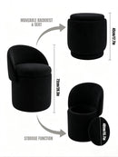 Upholstered Makeup Stool with Storage and Foldable Backrest