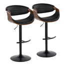Symphony - Mid-Century Modern Adjustable Barstool With Swivel With Rounded T Footrest (Set of 2) - Black / Walnut / Black by HouseOfZazla