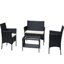 4 PC Rattan Patio Furniture Set Outdoor Cushioned Wicker Sofa
