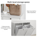 Tilted Laundry Hamper With Removable Basket, Hidden Storage Cabinet, Home Organizer For Bathroom - White by HouseOfZazla