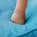 59.4" Loveseat Sofa with Pull-Out Bed Modern Upholstered Couch with Side Pocket for Living Room Office, Blue