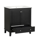 30" Bathroom Vanity With Sink Combo, Multi Functional Bathroom Cabinet With Doors And Drawer - Black by HouseOfZazla