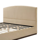 King Size Upholstered Bed Frame With Velvet Fabric Thick Headboard, Solid Wood Base, Camel by HouseOfZazla
