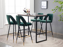 Akoya Collection Modern Contemporary Velvet Upholstered Connor 28" Bar Stool & Counter Stools with Nailheads and Gold Tipped Black Metal Legs, Set of 2 (Green)