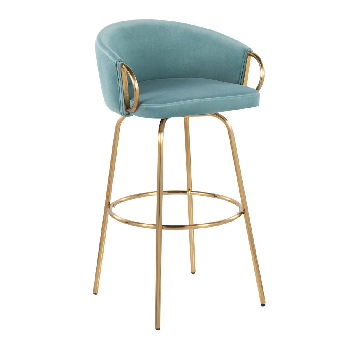 Claire - Contemporary / Glam Fixed Height Bar Stool (Set of 2) Round Footrest (Set of 2), photo 11 of 16