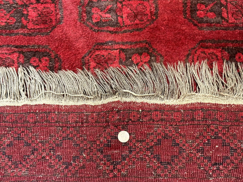 Afghan Turkoman Bokhara Bashir Rug 3x6, Red