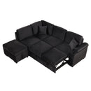 87.4" Sleeper Sofa Bed,2 in 1 Pull Out sofa bed L Shape Couch with Storage Ottoman for Living Room,Bedroom Couch and Small Apartment, Black