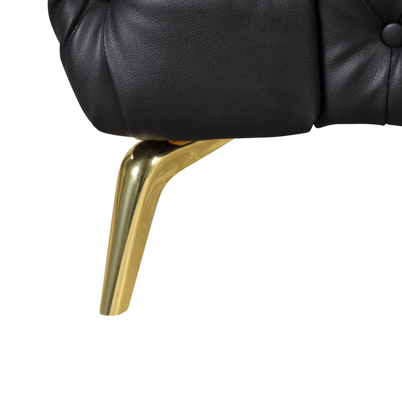 88.5" Modern Sofa Couch PU Upholstered Sofa with Sturdy Metal Legs, Button Tufted Back, 3 Seater Sofa Couch for Living Room, Apartment, Home Office, Black