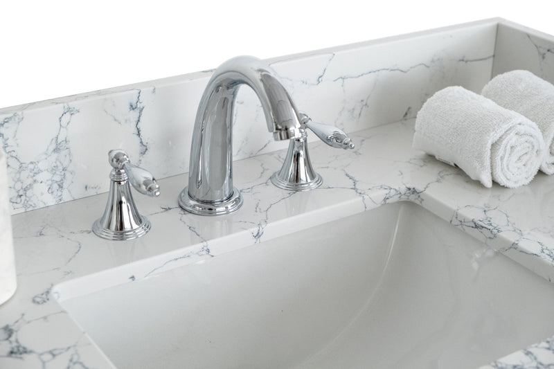lightning white engineered stone vanity top side backsplash