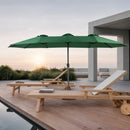 14.8 Ft Double Sided Outdoor Umbrella Rectangular Large with Crank (Dark Green)