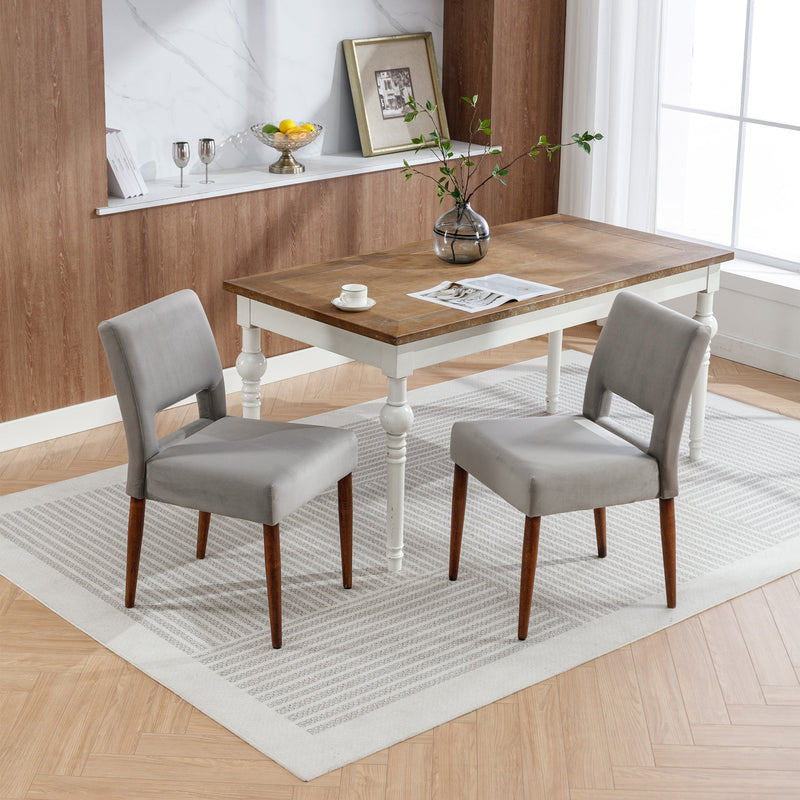 Accent Chairs Set of 2, Velvet Chairs with Solid Woood, Upholstered Dining Chairs for Living Room, Kitchen, Bedroom, Beauty Room,Dining room- Grey