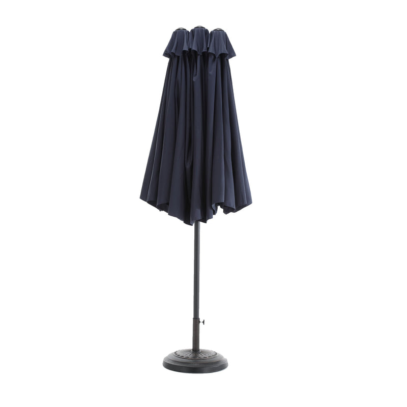 14.8 Ft Double Sided Outdoor Umbrella Rectangular Large with Crank (Navy blue)