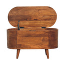 Solid Wood Chestnut Rounded Lid-Up Blanket Box