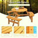 6 Person Circular Outdoor Wooden Picnic Table For Patio, Backyard, Garden, Diy With 3 Built-In Benches, 1720Lb Capacity by HouseOfZazla