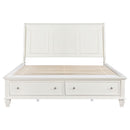 Sandy Beach Wood Eastern King Storage Panel Bed Cream White