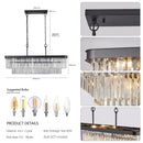 Rectangular Crystal Chandelier Adjustable