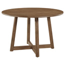 Guinea - 5 Piece Dining Set With Round Table And Upholstered Chairs - Walnut by HouseOfZazla