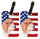 USA American Flag with Petit Basset Griffon Vendeen Luggage Tag