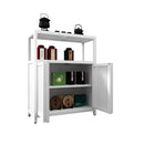 Bamboo Large Capacity Storage Cabinet With Shelves For Bathroom And Living Room - White by HouseOfZazla