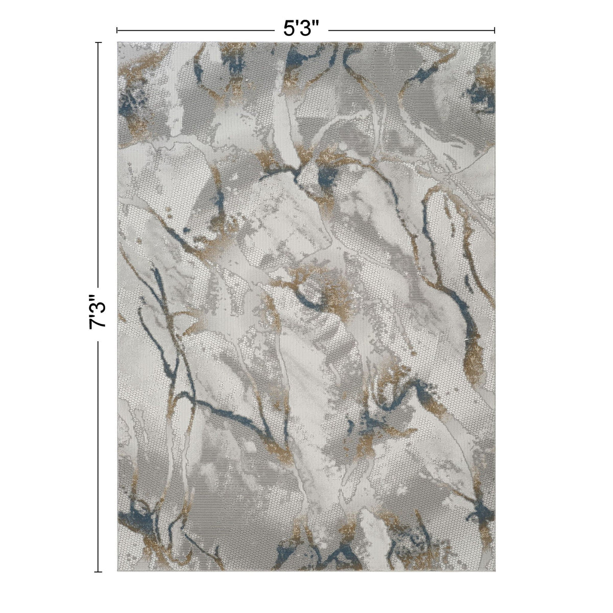 Geometrix - 5'3" X 7'3" Area Rug & Geometric 3D Effect - Ivory / Gray, photo 6 of 6