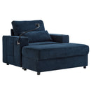 Modern Style Armchair Chaise Lounge Sofa Couch With Movable Storage Ottoman, USB Ports, Cup Holders, Phone Holder, Side Pockets by HouseOfZazla